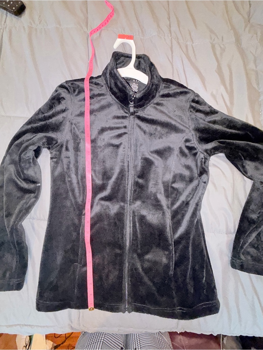 Grace Elements Black Plush Velour Full Zip Jacket Size Small - Picture 5 of 6